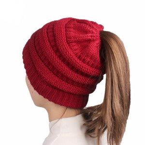 Soft Knit Ponytail Beanie