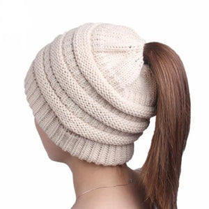 Soft Knit Ponytail Beanie